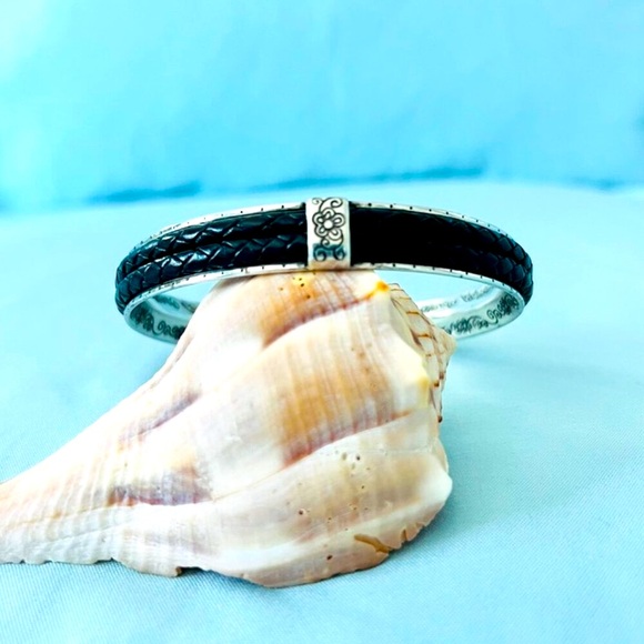 Brighton Black Braided Leather Talana Scroll Bangle - Picture 4 of 4